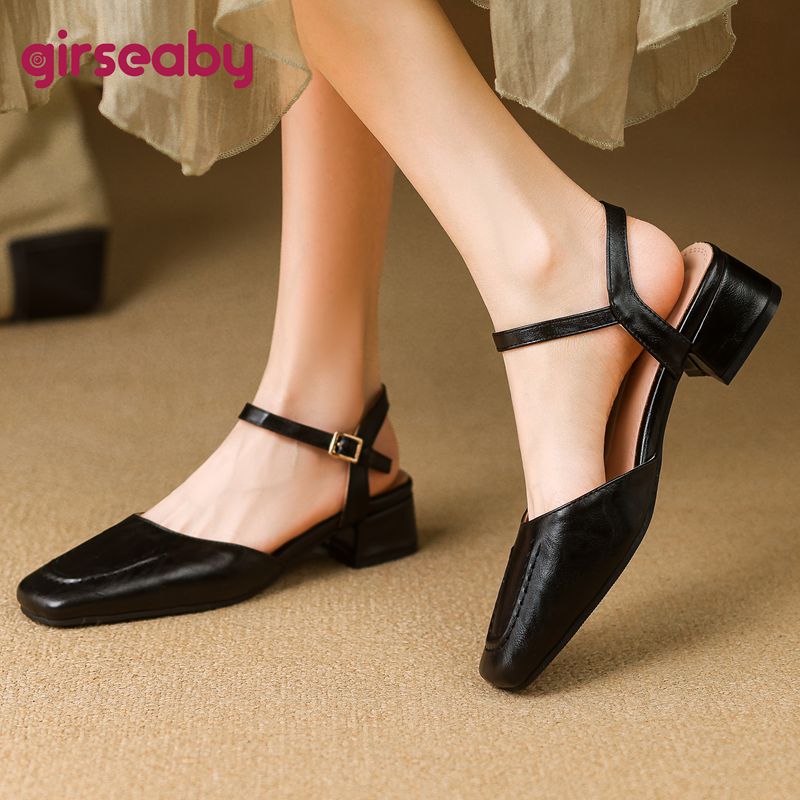 Vintage Fashion Plus Size - Girseaby 2025 Female Sandals Square Toe