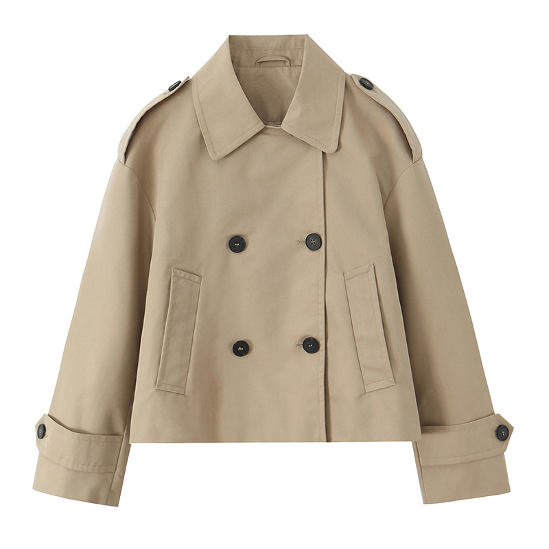 Vintage Trench Coat - Willshela Women Fashion Khaki Double Breasted