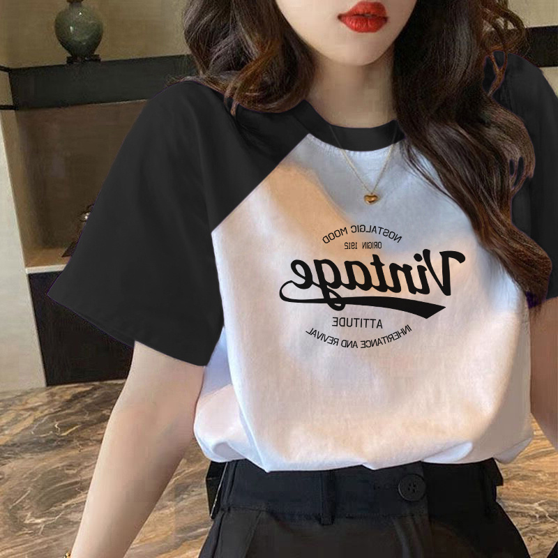 Loose Plus Size Women's T-shir - Vintage Fashion T Shirts 评论和价格