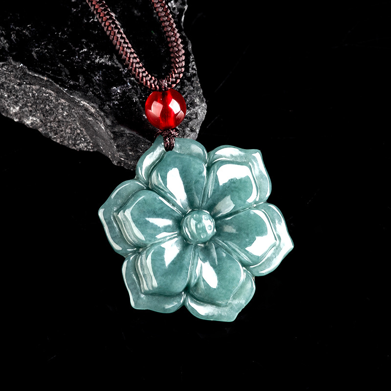 Burmese Jadeite Flower Pendant - Usa Vintage Fashion 评论和价格
