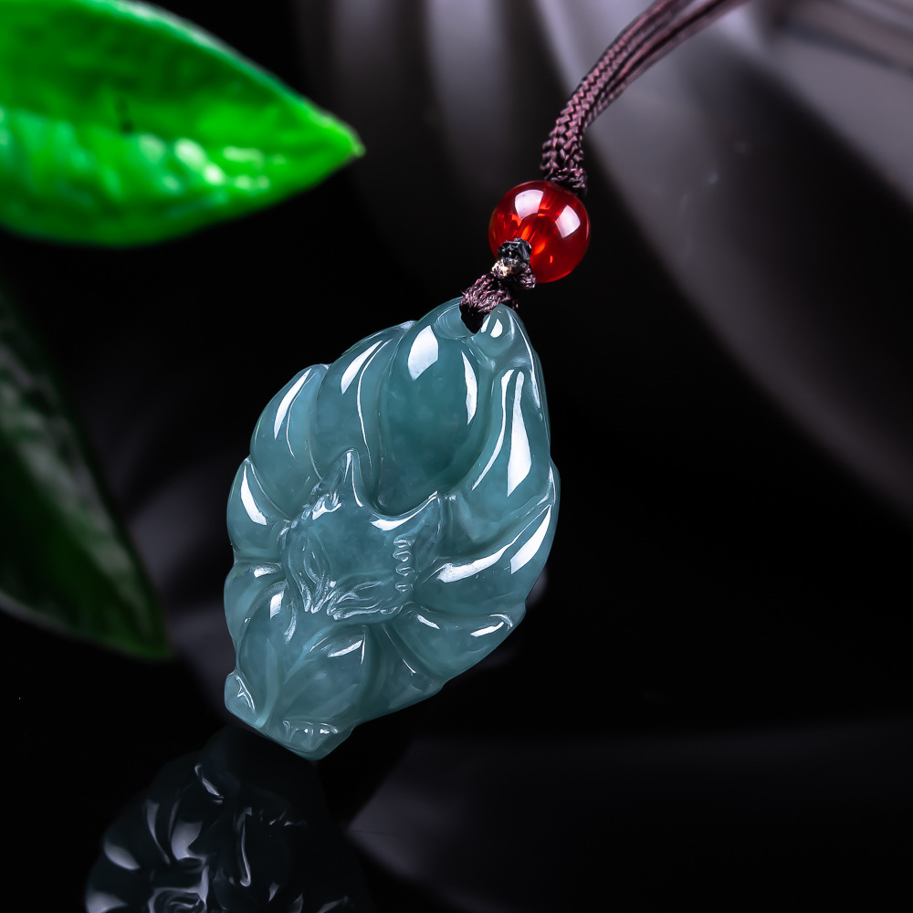 Natural Burmese Jadeite Fox Pe - Vintage Fashion Necklace 评论和价格