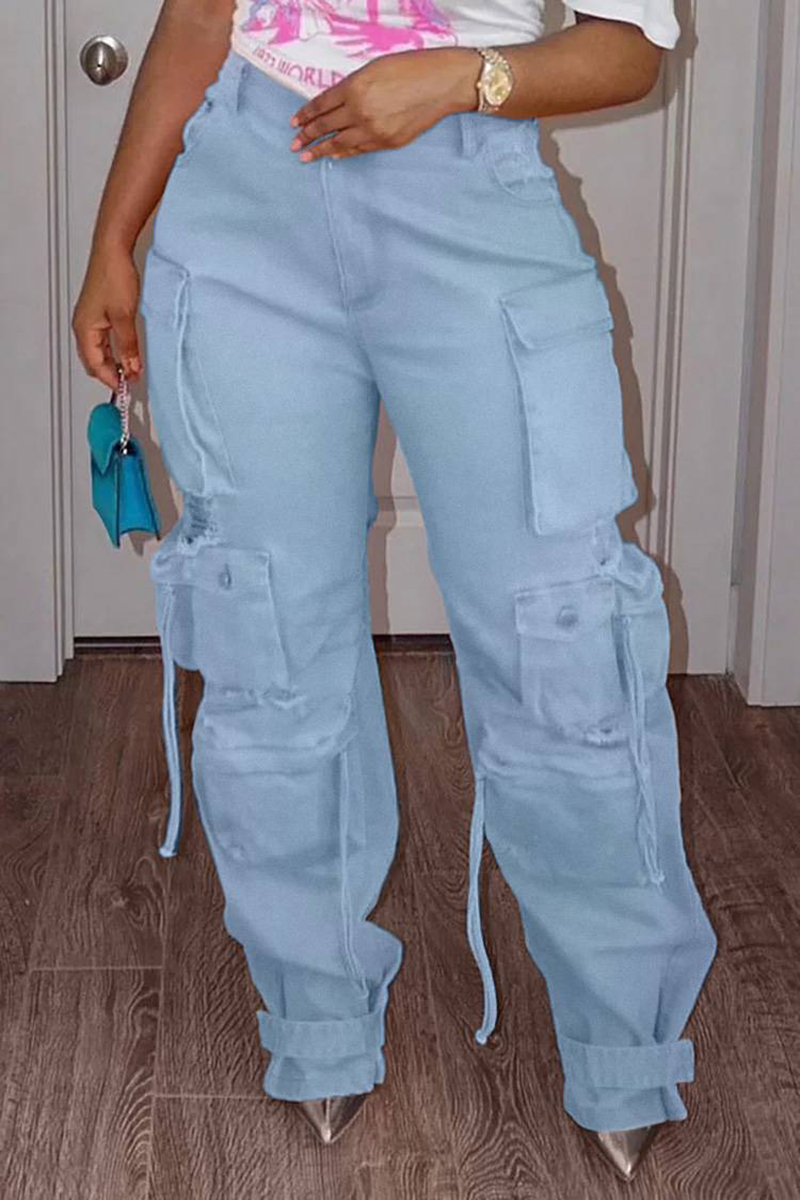 Plus Size Cargo Denim Jeans Po - Vintage Fashion Plus Size 评论和价格