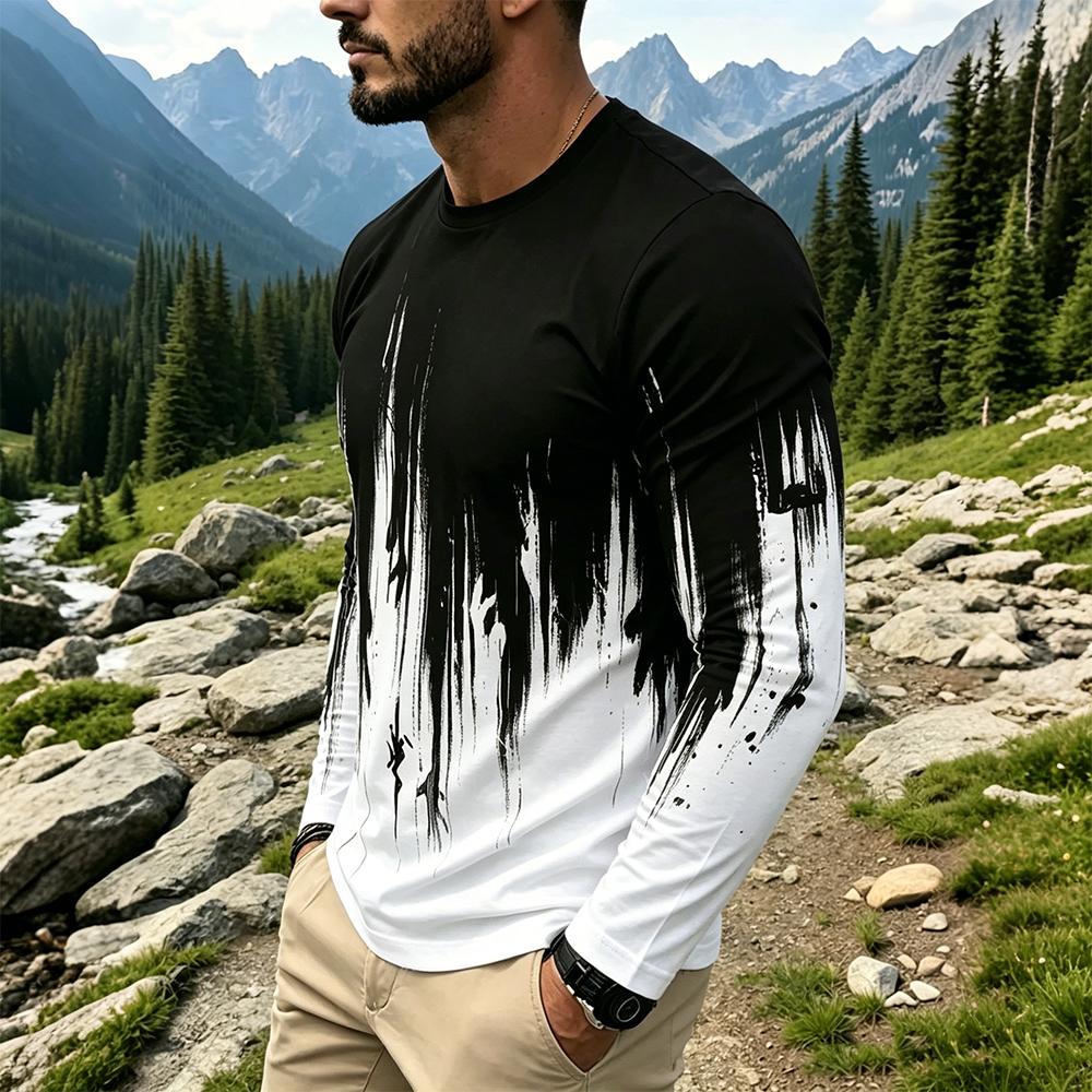 Men's Gradient Ink Splash Long - Usa Vintage Fashion 评论和价格