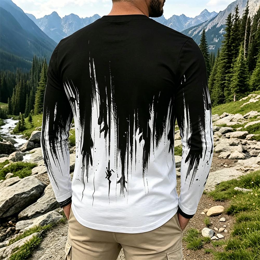 Men's Gradient Ink Splash Long - Usa Vintage Fashion 评论和价格
